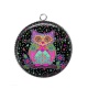 Pendentif Cabochon Argent - chouette