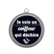 Pendentif Cabochon Argent - je suis un coiffeur qui déchire
