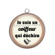 Pendentif Cabochon Argent - je suis un coiffeur qui déchire