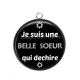 Pendentif Cabochon Argent - je suis belle soeur qui déchire