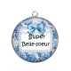 Pendentif Cabochon Argent - super belle soeur