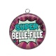 Pendentif Cabochon Argent - super belle fille