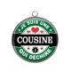 Pendentif Cabochon Argent - je suis une cousine qui déchire