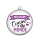 Pendentif Cabochon Argent - meilleure cousine du monde