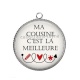 Pendentif Cabochon Argent - ma cousine c'est la meilleure