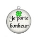 Pendentif Cabochon Argent - je porte bonheur