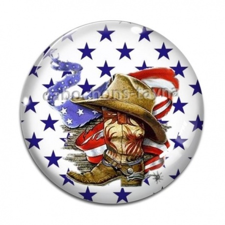 Cabochon Verre - botte chapeau country