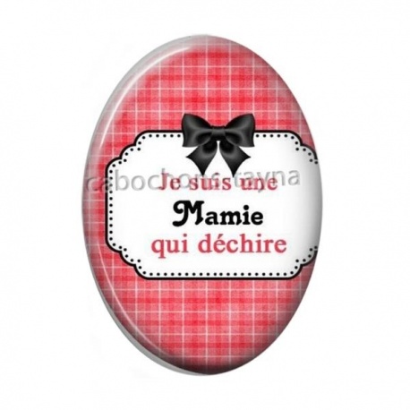 Cabochon Résine Ovale - je suis une mamie qui déchire