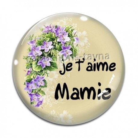 Cabochon Verre - je t'aime mamie
