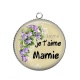 Pendentif Cabochon Argent - je t'aime mamie