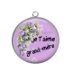 Pendentif Cabochon Argent - je t'aime grand mère