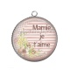 Pendentif Cabochon Argent - je t'aime mamie