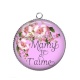 Pendentif Cabochon Argent - je t'aime mamie