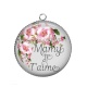 Pendentif Cabochon Argent - je t'aime mamie