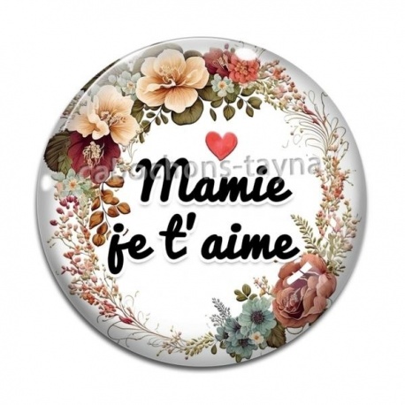Cabochon Verre - je t'aime mamie