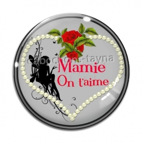 Cabochon Verre - bisous mamie