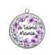 Pendentif Cabochon Argent - je t'aime mamie