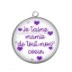 Pendentif Cabochon Argent - je t'aime mamie de tout mon coeur
