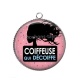 Pendentif Cabochon Argent - coiffeuse qui décoiffe