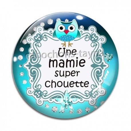 Cabochon Verre - une mamie super chouette