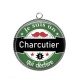 Pendentif Cabochon Argent - je suis un charcutier qui déchire