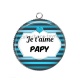 Pendentif Cabochon Argent - je t'aime papy