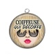 Pendentif Cabochon Argent - coiffeuse qui décoiffe