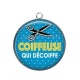 Pendentif Cabochon Argent - coiffeuse qui décoiffe