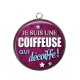 Pendentif Cabochon Argent - coiffeuse qui décoiffe