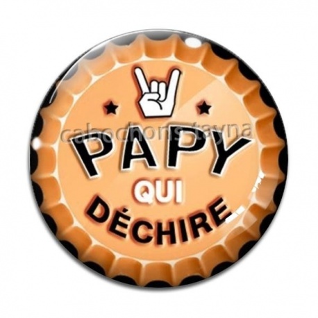 Cabochon Verre - papy qui déchire