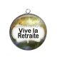 Pendentif Cabochon Argent - vive la retraite