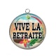 Pendentif Cabochon Argent - vive la retraite