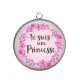 Pendentif Cabochon Argent - je suis une princesse