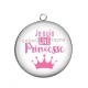 Pendentif Cabochon Argent - je suis une princesse
