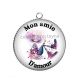 Pendentif Cabochon Argent - mon amie d'amour