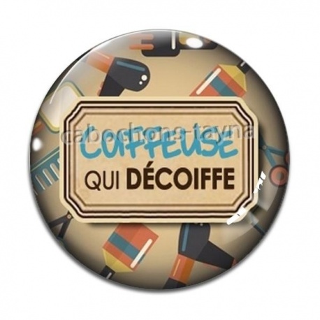 Cabochon Verre - coiffeuse qui décoiffe