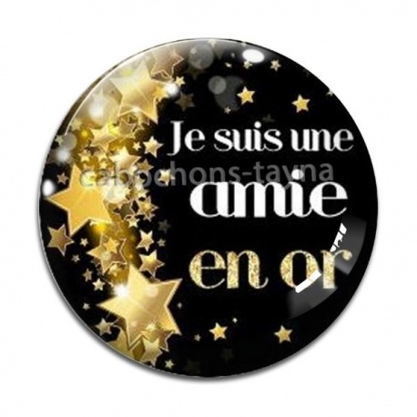 Cabochon Verre - amie en or