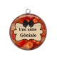 Pendentif Cabochon Argent - une amie géniale
