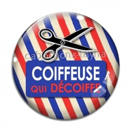 Cabochon Verre - coiffeuse qui décoiffe
