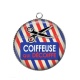 Pendentif Cabochon Argent - coiffeuse qui décoiffe
