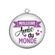 Pendentif Cabochon Argent - Meilleure amie du monde
