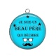 Pendentif Cabochon Argent - je suis un beau père qui déchire