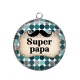 Pendentif Cabochon Argent - super papa