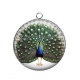 Pendentif Cabochon Argent - paon