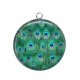 Pendentif Cabochon Argent - paon plume