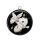 Pendentif Cabochon Argent - oiseau tourterelle 