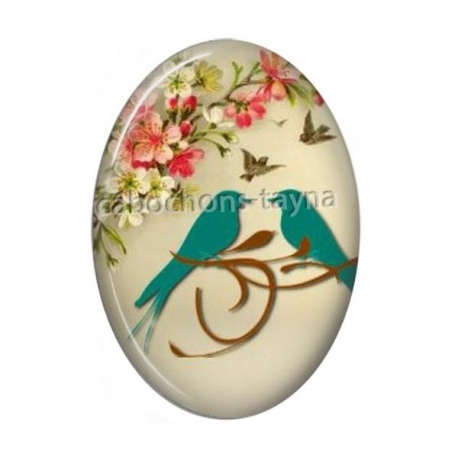 Cabochon Résine Ovale - oiseau