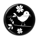 Cabochon Résine - oiseau noir et blanc