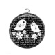 Pendentif Cabochon Argent - oiseau noir et blanc