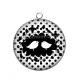 Pendentif Cabochon Argent - oiseau noir et blanc